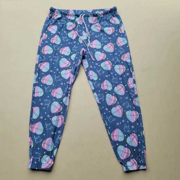 Briefly Stated Women’s Hot Air Balloon Love  Jogger Sleep Pants Blue L (12/14) - Picture 4 of 9